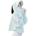 thumbnail image 4 of Mujeres ropa de protección solar zip up ligero gran ala protección solar con capucha camisa para senderismo al aire libre ciclismo, 4 of 8