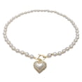 thumbnail image 1 of Collar de perlas temperamentales para mujer, cadena de clavícula, collar con colgante en forma de corazón, gargantillas de hadas estupendas, 1 of 5