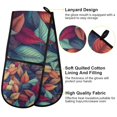 thumbnail image 2 of Yayeee Double Oven Mitt Kitchen Heat Resistant Baking 35" x7" Quilted Glove, Blue Vibrant Leaves Pattern, 2 of 6