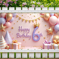 thumbnail image 5 of Yatrandify Glittery Cake Happy Birthday Banner Colorful Balloons Crown Happy Celebration Backdrop for Kids Birthday Party Photo Shoot Event, 5 of 8