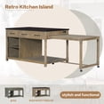 thumbnail image 5 of 100" Kitchen Island with Extendable Dining Table for 6-8, Oversized Rolling Kitchen Storage Cart with Charging Station, 3 Drawers and Open Shelves for Dining Room, Espresso, 5 of 9