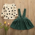 thumbnail image 2 of Toddler Kid Baby Girl Clothes Sets Long Sleeve Polka Dot Tops+Strap Bib Dress Fall Outfit Set 2pcs, 2 of 8