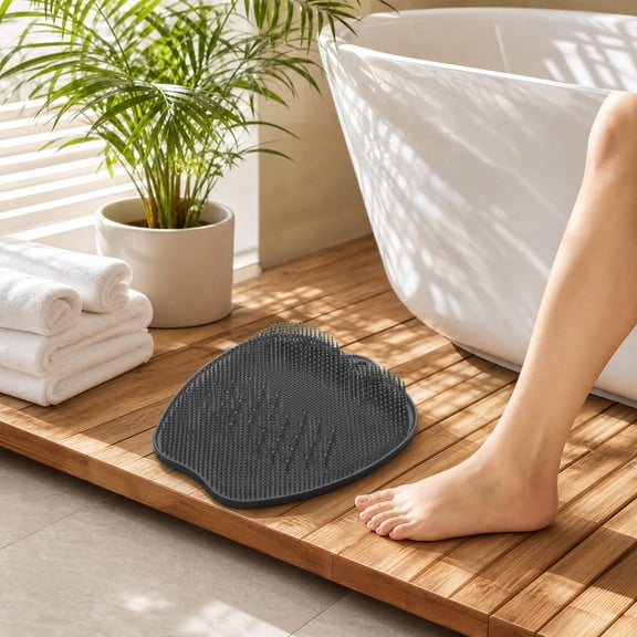 Tuvgenk Floor Mats for Bathroom Black Waterproof Bathroom Area Rugs Nonslip Quick Dry with Suction Small