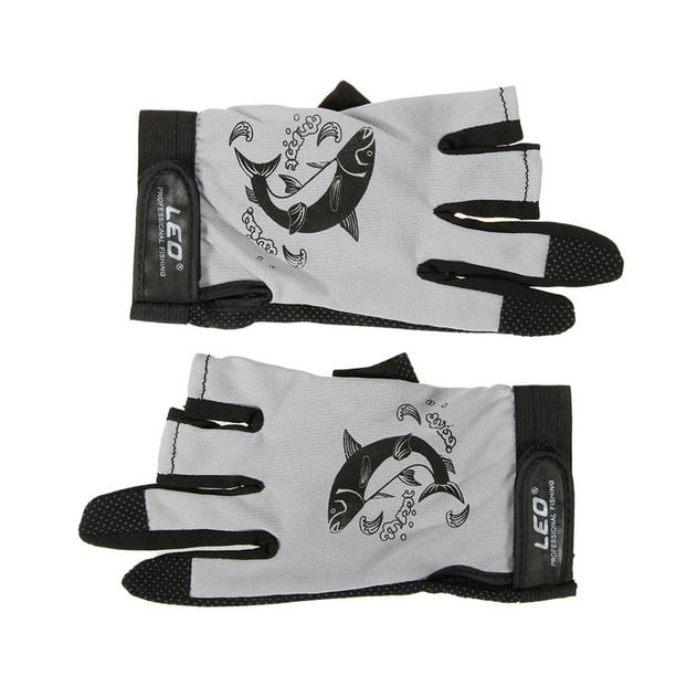 1 par de 3 guantes de pesca sin dedos, transpirables, de secado rápido, antideslizantes. LEO Manoplas Deportivas