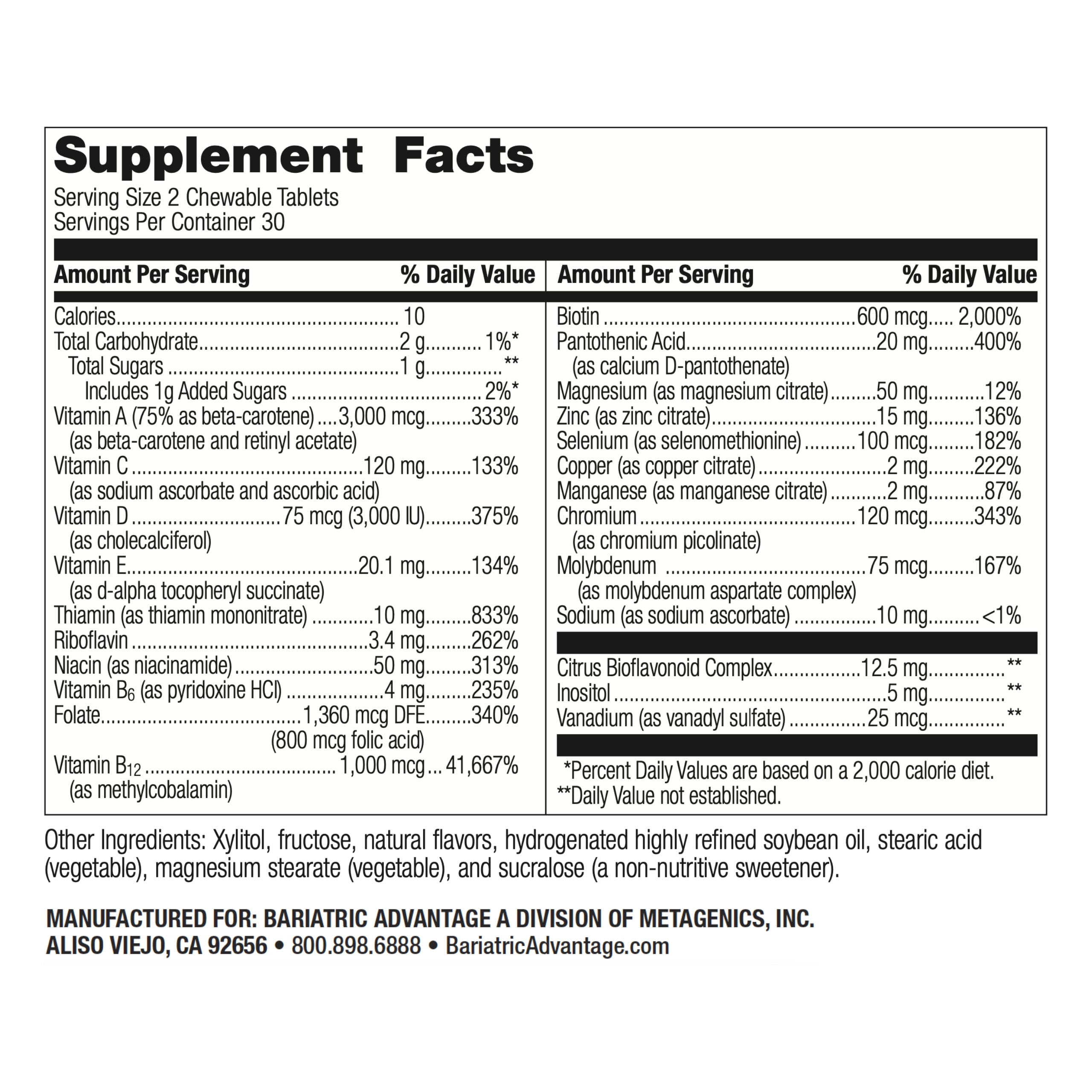 Bariatric Advantage Essential Multivitamin without Iron - 200 DV Of Key Nutrients - Trace Mineral Support* - Multivitamins for Bariatric Patients - Orange - 60 Tablets