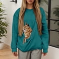 thumbnail image 2 of Wang6 Hoodless Sweatshirt with Front Pocket for Small Pets Soft Loungewear Solid Long Sleeve Pullovers Loose Fit Tops Dark Green M, 2 of 6