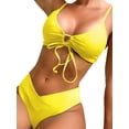 thumbnail image 2 of Arvbitana Women 2Pcs Solid Color Bikini Swimsuits Set Sleeveless V Neck Lacing Bra + Low Waist Briefs Summer Sexy Bathing Suit Swimming Beachwear, 2 of 6