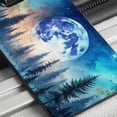 thumbnail image 6 of Fantasy Sci-fi World Moon Rising Over Forest Faux Leather Travel Luggage Tag, 6 of 7