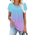 thumbnail image 7 of Uaswgudfs ​Casual Women Blouses: Relaxed Fit Short Sleeve V-Neck Summer Tops with Ruched Shoulders & Soft Jersey Fabric, 7 of 7