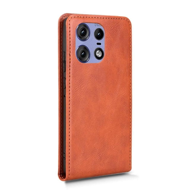 Folio Phone Case for Moto Edge 50S Pro 5G Magnetic Kickstand Cover with Camera Protection Brown