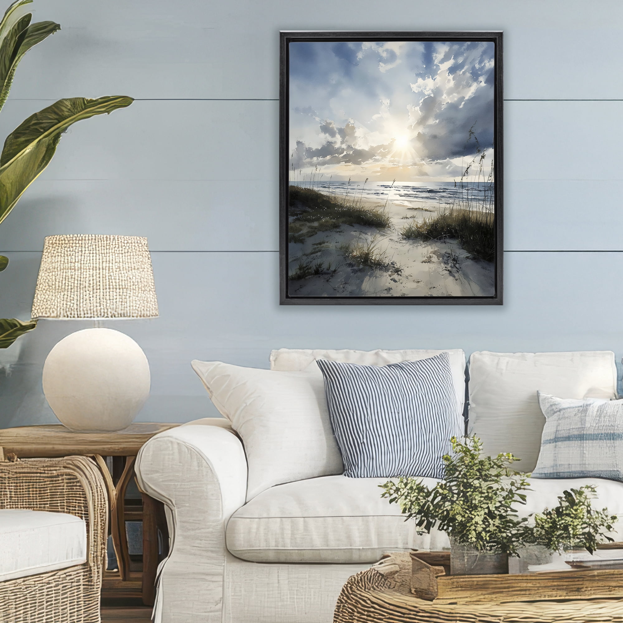 Stupell Industries Sunshine On The Beach Black Framed Floater Canvas Wall Art, design by Franklyn Gregory