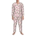 thumbnail image 3 of Salouo Daisies Flowers Print Button-Front Long Sleeve Pajama Set for Men, Soft 2Pjs Men's Long Sleeve Sleepwear-Medium, 3 of 7