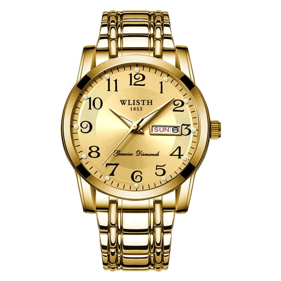 Men's Watch with Dual Calendar, Luminous Function, Large Numbers, Water-Resistant Quartz Digital Watch for Men