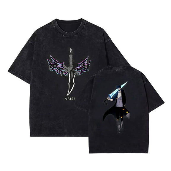 Manga Solo Leveling T-shirt Anime Printed Casual Vintage Harajuku Top Jin-Woo Sung Tee