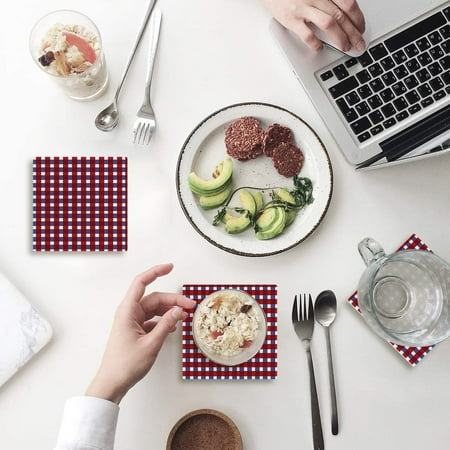 

FMSHPON Independence Day American Flag Set of 4 Coaster for Drinks Absorbent Ceramic Stone Coasters Cup Mat with Cork Base for Home Kitchen Room Coffee Table Bar Decor