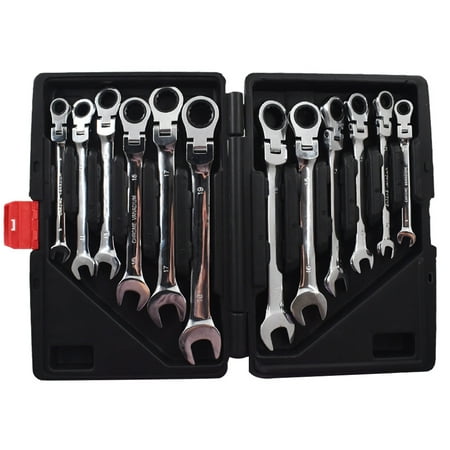 

ALL-CARB 12Pcs 8-19mm Metric Flexible Head Ratcheting Wrench Combination Spanner Tool
