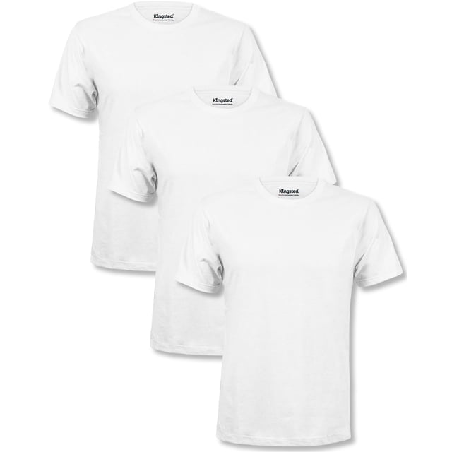 Camiseta Kingsted White para hombre, paquete de 3, mezcla de algodón, M