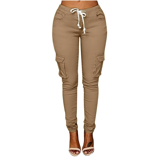 Yuyuzo Cargo Pants pour Femmes Pantalon de Randonnée à Cordon Extensible Couleur Unie Leggings Pantalon