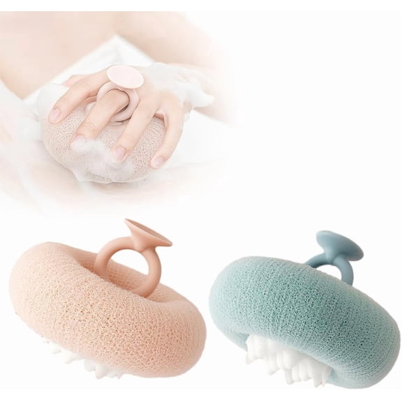 Super Soft Suction Cup Bath Ball, 2026 Upgraded 2-in-1 Bath Sponges for Shower Women, Body Wash Sponge, Exfoliating Body Scrubber for Shower Bath (2PC-B)