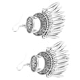 thumbnail image 3 of Pendiente vintage flor nacional tallada aleación de plata borla pendientes exagerados para mujer, 3 of 5