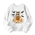 thumbnail image 5 of SERTGUTR Kids Halloween Sweatshirt Crew Neck Long Sleeve Fleece Pullover with Floral Ghost Pumpkin Bat Print for Fall School Parties Versatile Top, 5 of 6