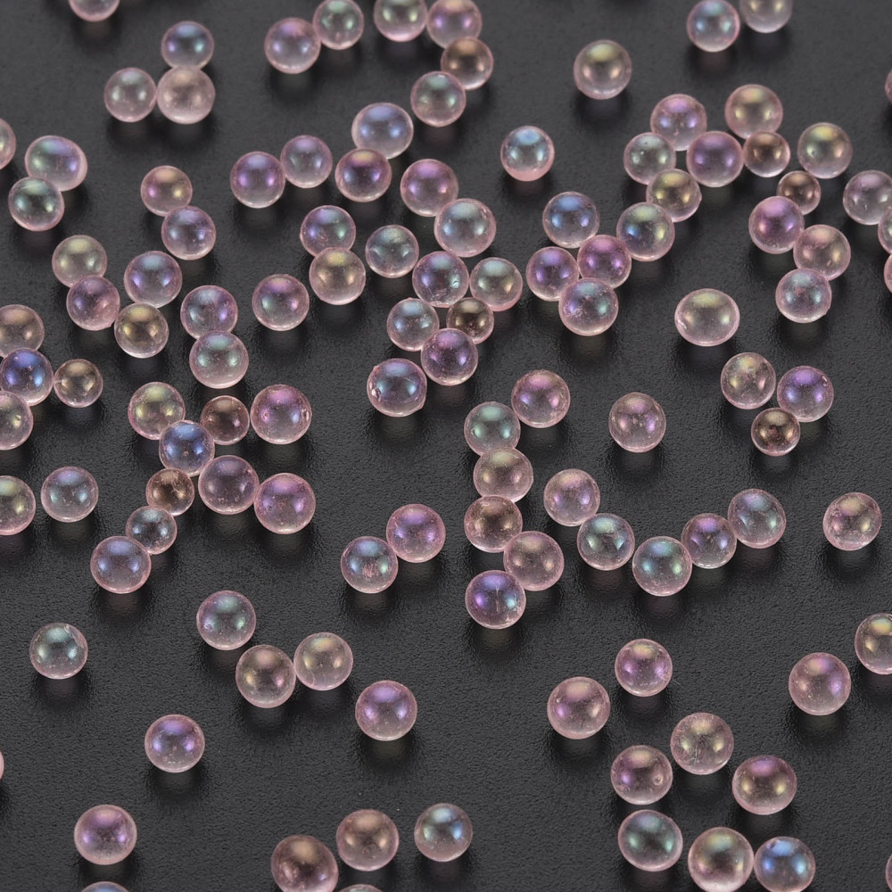 DIY Nail Art Decoration Mini Glass Beads Tiny Caviar Nail Beads AB Color Plated Round No Hole Pink 3.5mm about 450g/bag DIY