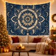 thumbnail image 3 of Intricate Mandala on Deep Navy Blue, Mystical Celestial for Meditation Enthusiasts, Spiritual Wall Art Decor, Housewarming Gift, Tapestry Wall Hanging for Bedroom and Living Room, 3 of 7