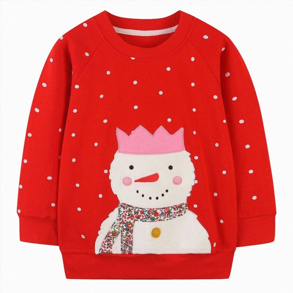 Nwiuh Girl Sweatshirts Pullover Crewneck Winter Long Sleeve Tops Shirts (Red, 5-6 Years)