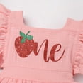 thumbnail image 4 of FYMNSI Newborn Baby Girl Ruffle Bubble Romper Dress+Headband One Piece Bodysuit Jumpsuit Infant Summer Clothes 6-12 Months Strawberry, 4 of 9