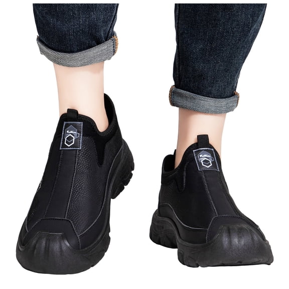 Rokment Walking Driving Hiking Shoes for Men 2026 Spring Fall Comfortable Non Slip Work Slip on Barefoot Loafers Fashion Sneakers with Protective Toe Black Size 7.5