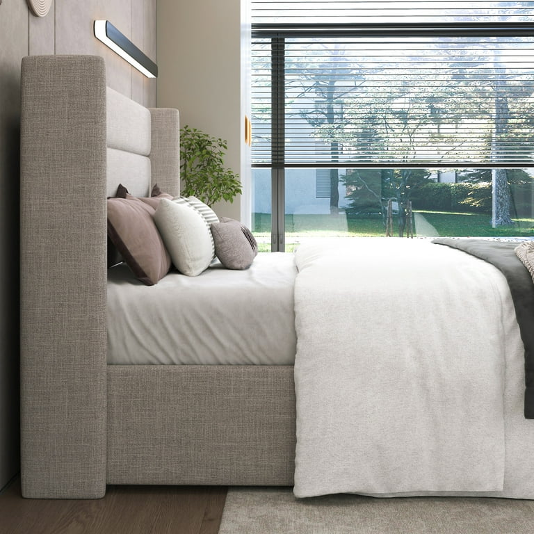 SHA CERLIN Full Size Lift Up Bed Frame with Upholstered