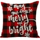 thumbnail image 1 of Funda de almohada navideña con diseño de muñeco de nieve para el hogar, almohada de lino a cuadros rojos, cojín navideño, 1 of 3