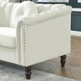 thumbnail image 5 of Gewnee Chesterfield Velvet Sofa Couch with Nailhead Trim and 2 Pillows for Living Room,Beige, 5 of 8