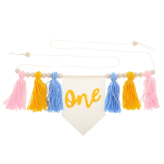 FRCOLOR First Birthday High Chair Banner Tassel Garland For Party Colorful Flags Wall Hanging Decor For Baby Shower Decorations