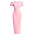 thumbnail image 7 of Nxznwn Women's Puff Short Sleeve Bodycon Midi Dress Summer Elegant Formal Wedding Guest Cocktail Party Office Pencil Dresses, 7 of 7