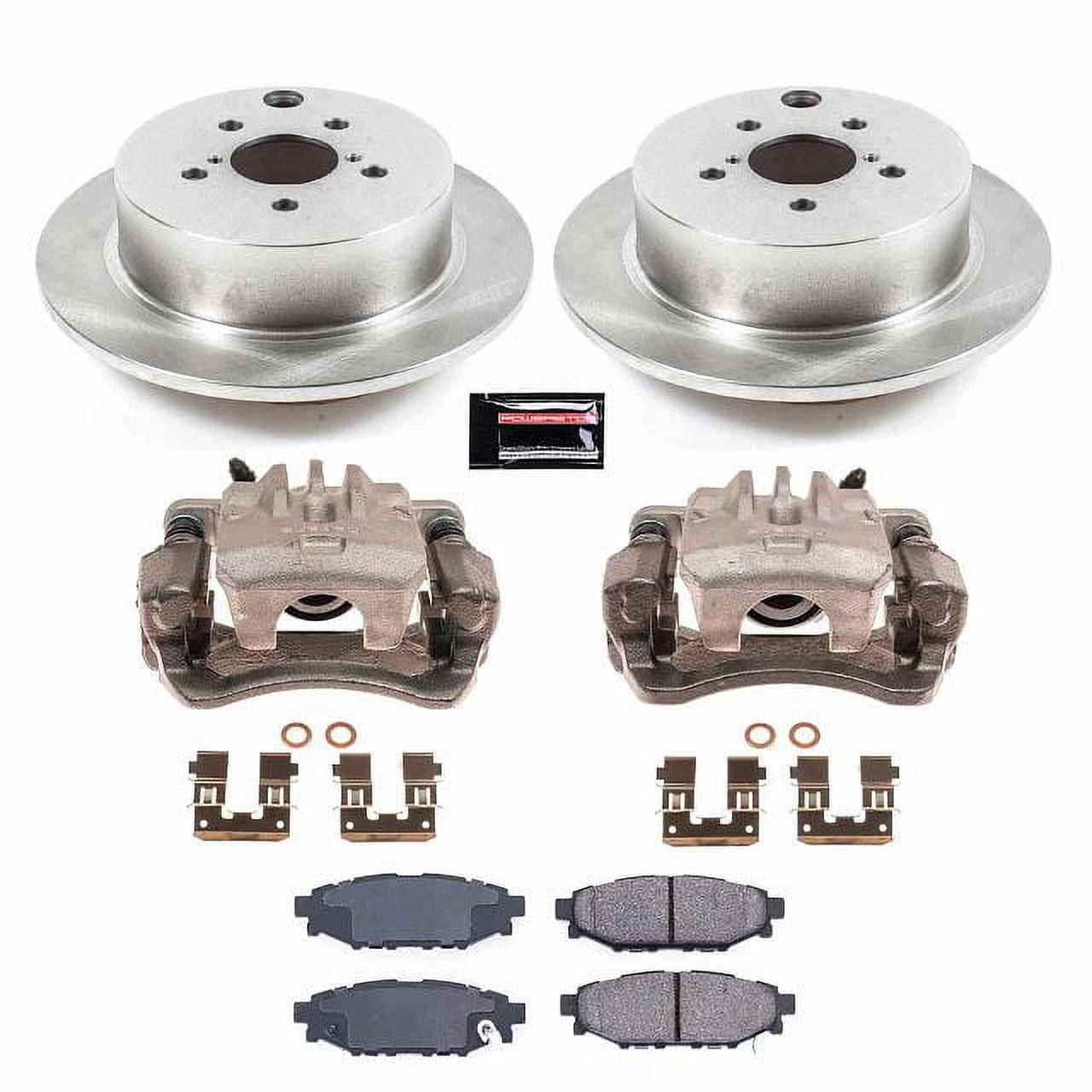 PowerStop Rear Stock Replacement Brake Pad and Rotor Kit with Calipers Fits: SUBARU Select Models KCOE6107