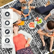 VUNATE Outdoor Rugs 5'x8' Rug, Waterproof Patio Mat, Stylish Plastic Straw Reversible Area Rug for Picnic RV Camping Porch Balcony, Black and White