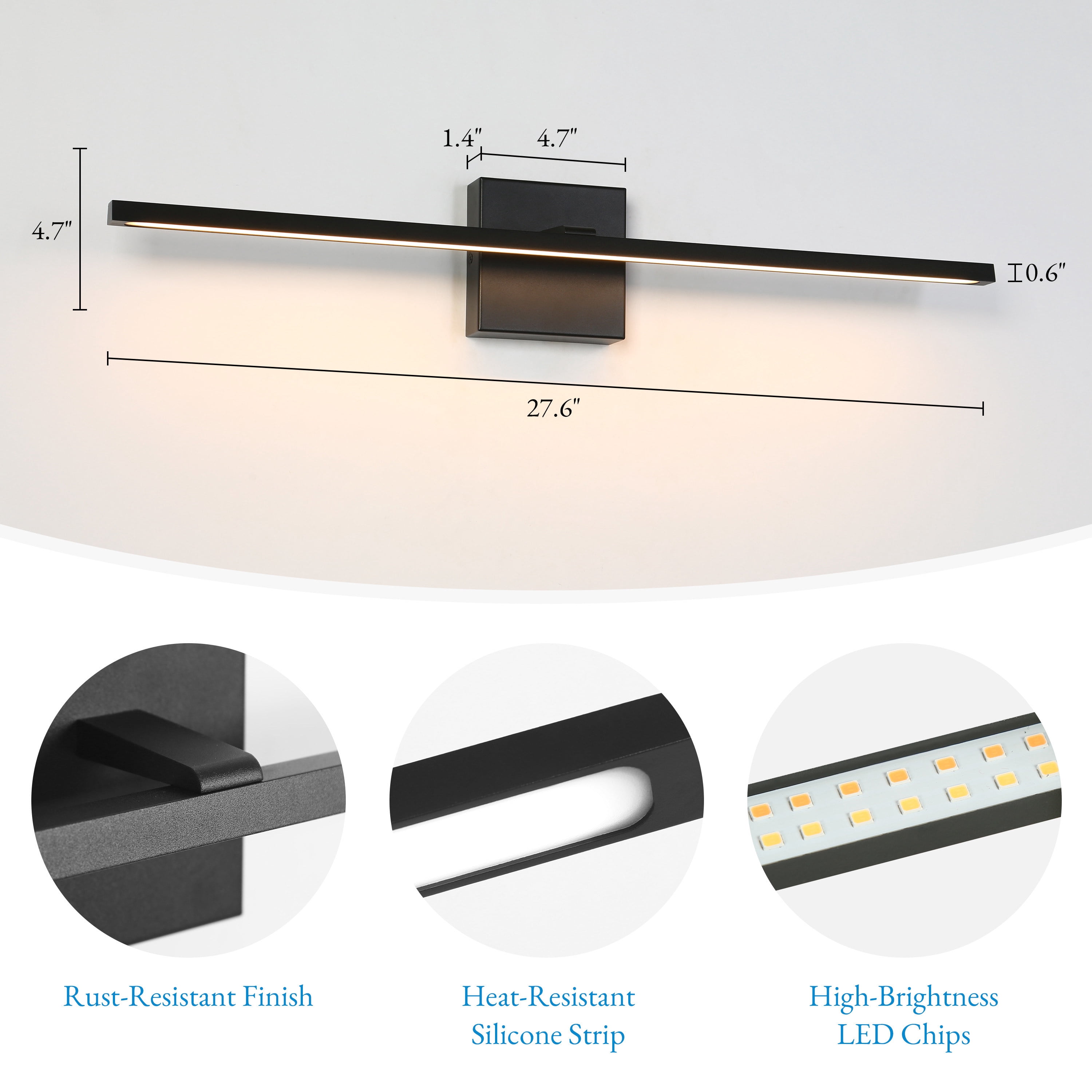 LNC Modern 27.6-in Black Linear LED Wall Sconce,Perfect for Foyer, Bedroom, Living Room, or Art Studio Lighting