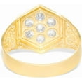 thumbnail image 5 of Floreo 10k Yellow Gold 15mm Hexagon CZ Openwork Flower Men's Ring, Sizes 5 - 13, 5 of 6