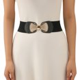 thumbnail image 3 of IQOGKRN Women's Elastic Wide Waist Belt with Buckle Stretchy Cincher for Dresses & Coats Black5 One Size, 3 of 8