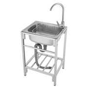 Aiqidi 7.5" Deep Freestanding Stainless Steel Utility Sink 1 Compartment Commercial Kitchen Sink Single Basin Laundry Sink w/Stand