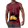 thumbnail image 2 of BRGZLK Mens Sleeveless Tank Tops Summer 2026 Daily Vintage Hawaiian Palm Tree Summer Round Neck Loose Fit Sleeveless Pullover Tank Top for Outdoor Wine XXL, 2 of 5