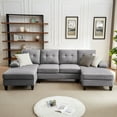 thumbnail image 3 of 111" Sectional Couch for Living Room, 4 Seater U-Shaped Sofa Couches with Double Chaise Polyester Fibre, Light Grey, 3 of 11