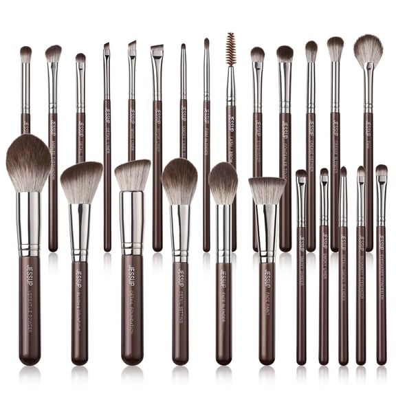 Jessup Premium Professional 25-Piece Synthetic Makeup Brush Set for Foundation, Eyeshadow, Blending, Concealer, Blush, Contour, Bronzer, Eyeliner, Eyebrow - Brown T511