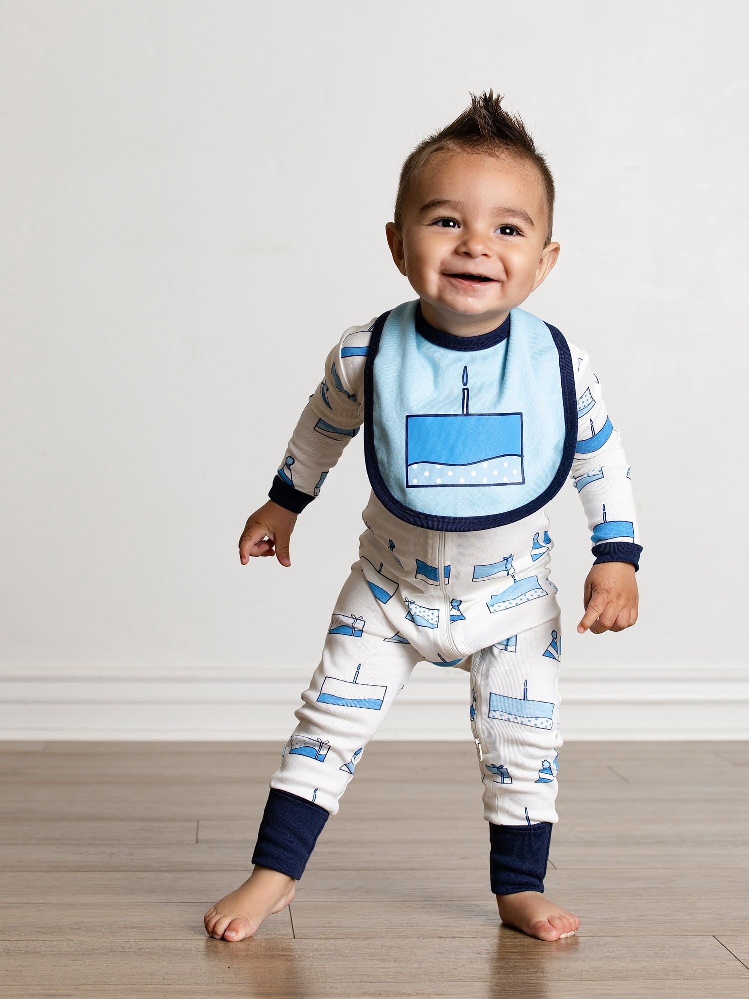 Monica + Andy Organic Cotton One Piece Coverall and Bib Set, Sizes Newborn - 18-24 Months