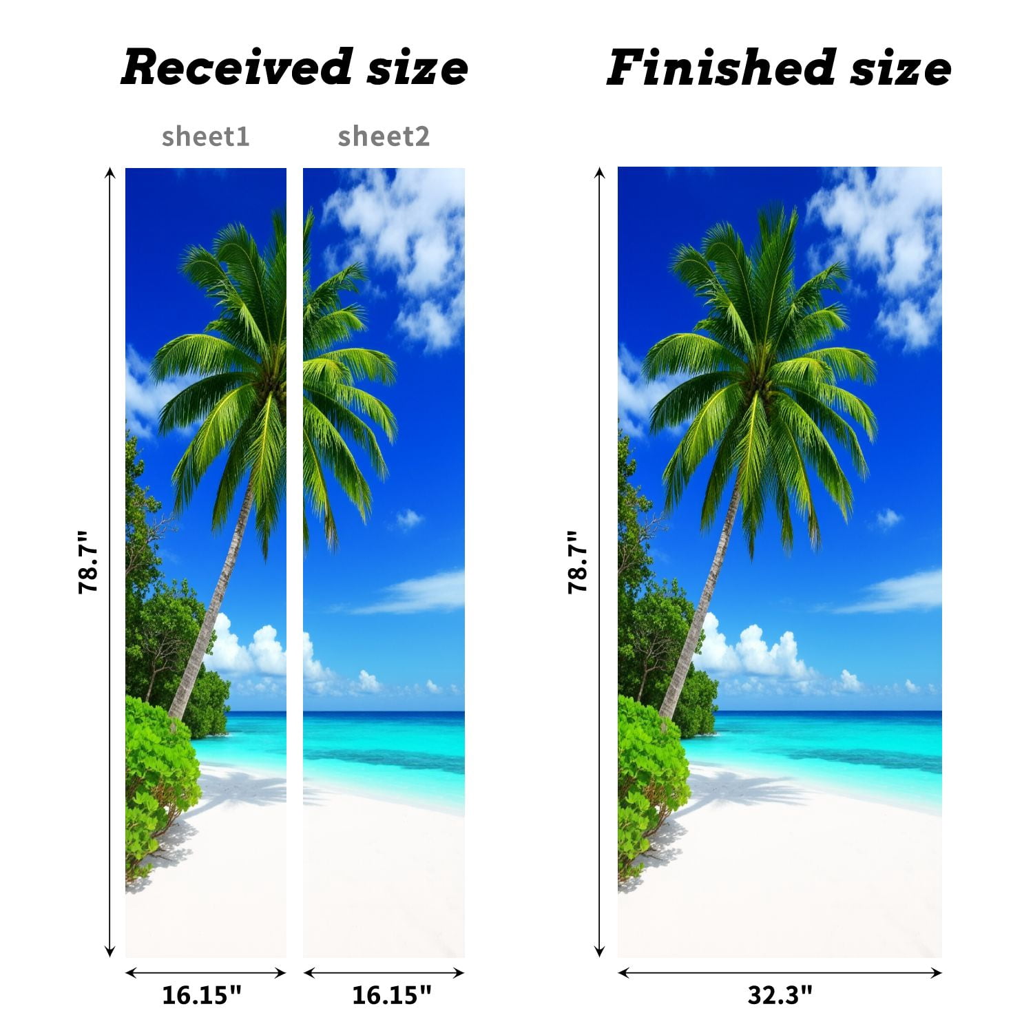 Self Adhesive Vinyl Refrigerator Wrap Set Tropical Paradise Beach Maldives Door Mural Removable Fridge Sticker Peel and Stick&nbsp;Full Door Cover Decal Kitchen Bar Decor