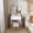 White, variant on 23"Small Makeup Vanity Desk Set with LED Lighted Mirror,3-Color Dimmable,Power Outlet,3Drawers,Stool for Bedroom, Walnut