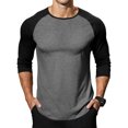 thumbnail image 2 of Men's 3/4 Sleeve Shirts Crew Neck Baseball T Shirts Casual Moisture Wicking Athletic Raglan Tops Dark Gray XXL, 2 of 8