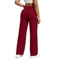 thumbnail image 4 of BADHUB Women Yoga Pants with Pockets Bell Bottom High Waist Tummy Control Pant Workout Sport Solid Pant Wine XS, 4 of 6