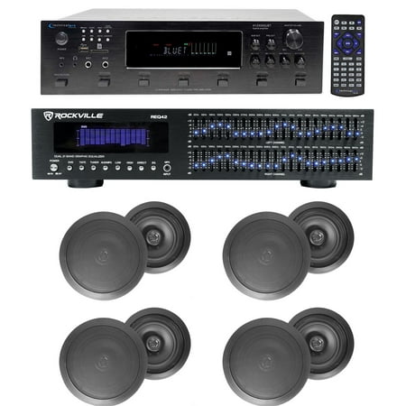 6000w 6) Zone Home Theater Bluetooth Receiver+8) Black 6.5 Ceiling Speakers+EQ